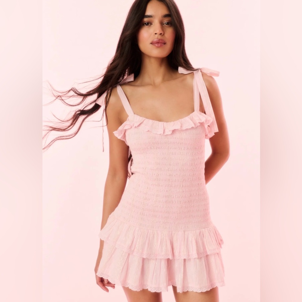 LoveShackFancy Pink Ruffle Dress